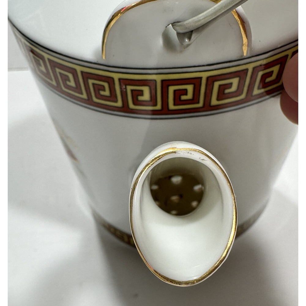 Vintage Japanese Teapot Tea Hand‎ Painted Ceramic with Rattan Handle - Picture 12 of 13